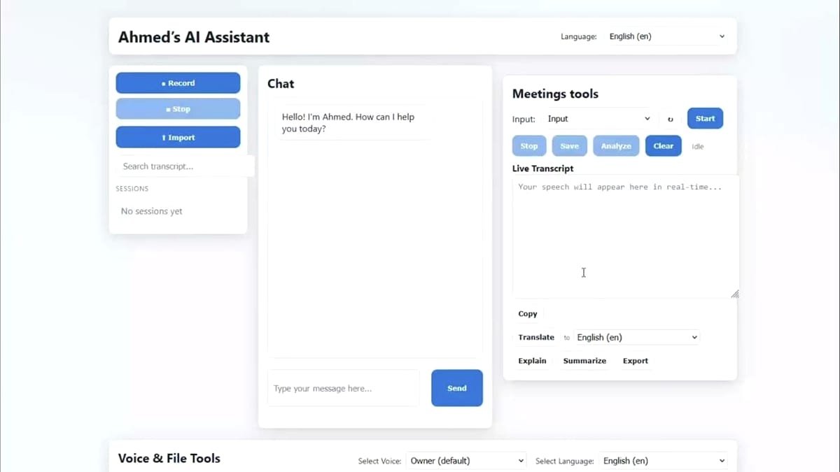 Ahmed Multilingual Assistant demo