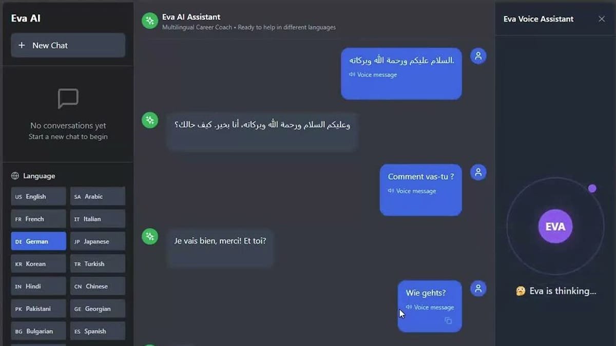 Eva Live Language Assistant demo